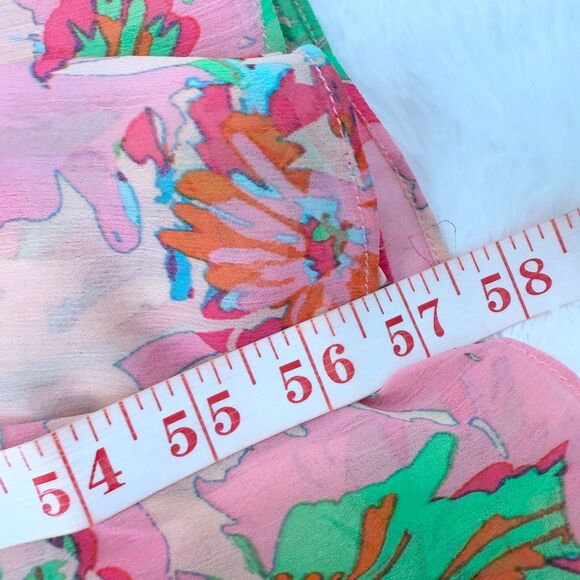 Women Gianni Bini Floral Print Maxi Ruffle Dress in Pink Hawaiian Size Medium - Picture 8 of 10